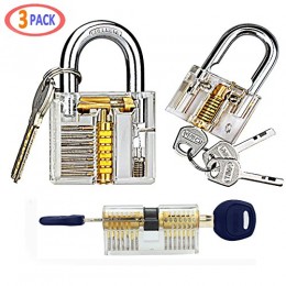 3-Pack Practice Training Lock Set for Locksmith Beginner - Transparent Cutawa...