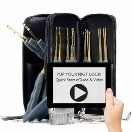 (25-Piece) Premium Practice Lock Pick Set with Transparent Padlock