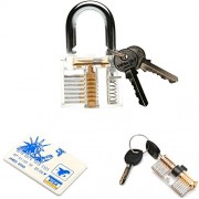 3-Pack Practice Lock Set, HGX LOCKS Transparent Crystal Keyed Padlock, Traini...