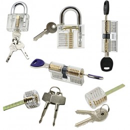 6 Pieces Practice Training Lock Set, LepoHome Transparent Cutaway Crystal Key...