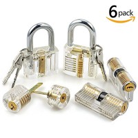 6pcs Transparent Practice Lock Set, Sopoby Visible Cutaway Pin Tumbler Keyed ...