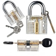 Sopoby Practice Lock Set, Transparent Training Cutaway Crystal Pin Tumbler Ke...
